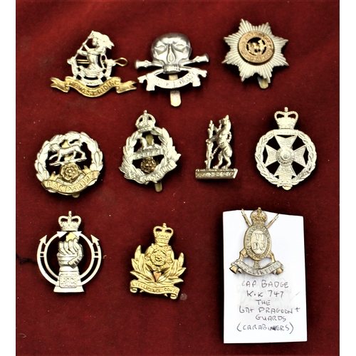 113 - British Military Cap Badges (10) Hampshire Regt, East Lancashire, Warwickshire Light Yeomanry, Royal... 