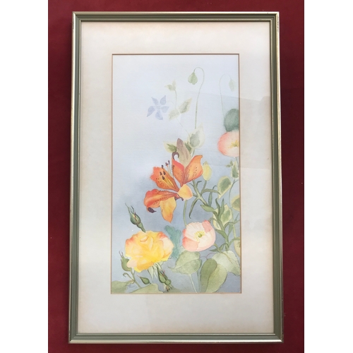 507 - Beautiful Floral Colour Watercolour framed by Jerry Parslew Kings Lynn Norfolk, glazed, buyer collec... 