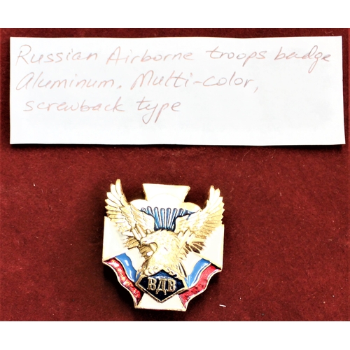 58 - Russian Federation Special VDV Paratrooper badge, eagle on white cross, the Russian flags under the ... 