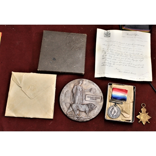 70 - British WWI 1914 Star KIA Trio with Death Plaque, named to 19338 GNR George Henry Fowler, Royal Garr... 