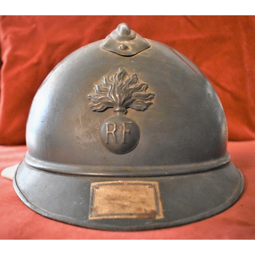 68 - French WWI Adrian Infantry Helmet, in good condition with almost all its original paint intact and h... 