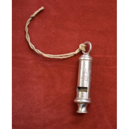 79 - British WWII A.R.P. Whistle made by J. Hudson & Co., Barr St. Hockley, Birmingham. In good condition... 