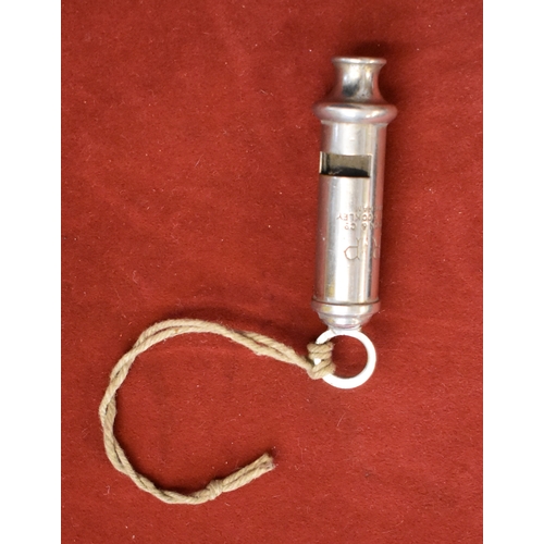 79 - British WWII A.R.P. Whistle made by J. Hudson & Co., Barr St. Hockley, Birmingham. In good condition... 