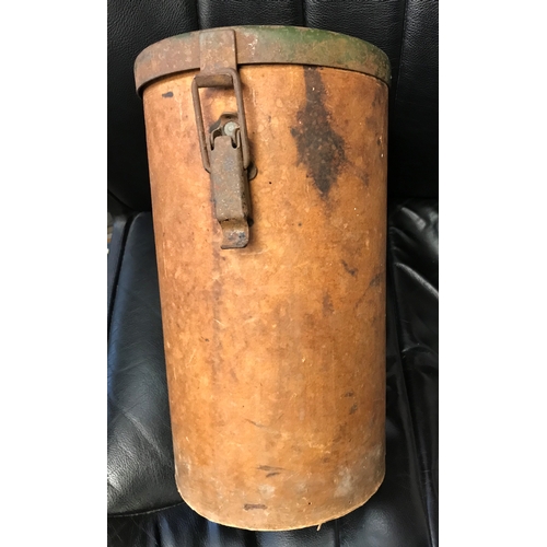 89 - British WWII Powder Charge Container for large calibre guns, the body made from cardboard with a ste... 