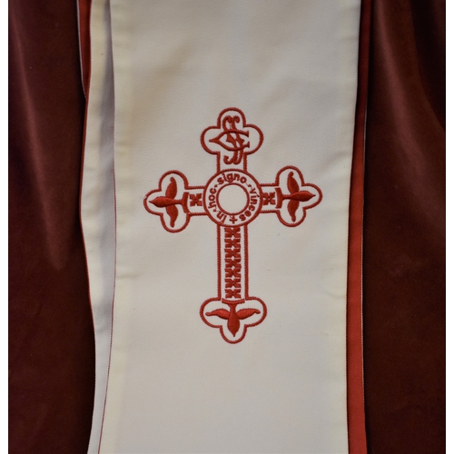 417 - Religious Christian sashes/stoles in different colours and embroidered crosses on end. Colours inclu... 