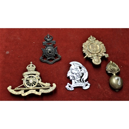 64 - British Military Cap Badges (5) including: 21st County of London (First surrey Rifles), Honourable A... 