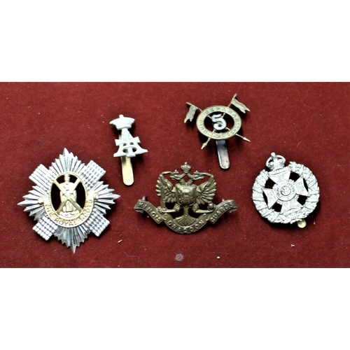 108 - British Military Cap Badges (5) including: 5th Lancers, 1st King's Dragoon Guards, 19th Hussars, Roy... 