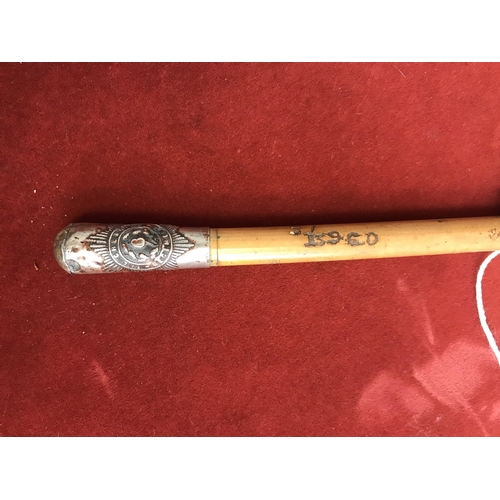 55 - The Cheshire Regt WWII Swagger Stick with silver plated top and a 9mm Luger bullet casing for the ti... 