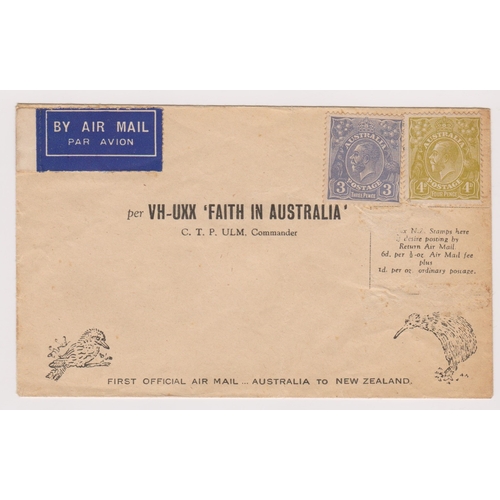 121 - Australia 1934 unaddressed 1st official airmail envelope for Australia - New Zealand route carried a... 