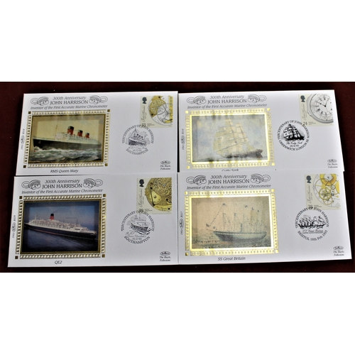 1424 - Great Britain 1993 Benham Silk FDC sets BS93/03 Maritime Timekeepers, BS93/08 Autumn, BS93/10 Christ... 