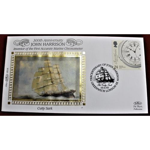 1424 - Great Britain 1993 Benham Silk FDC sets BS93/03 Maritime Timekeepers, BS93/08 Autumn, BS93/10 Christ... 