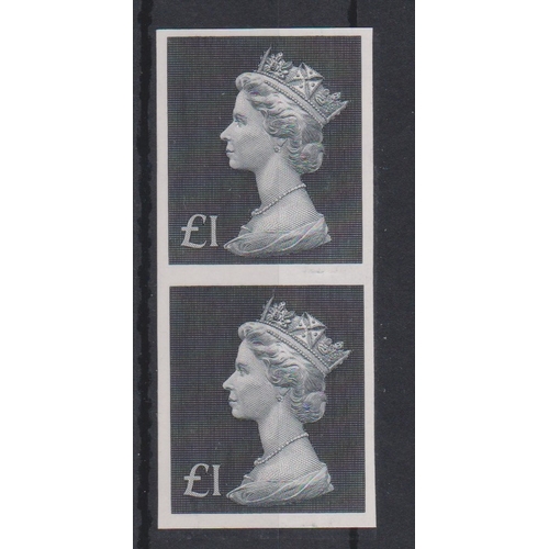 1074 - Great Britain 1970 £1 Black, Imperforate vertical mint pair (SG 831b)