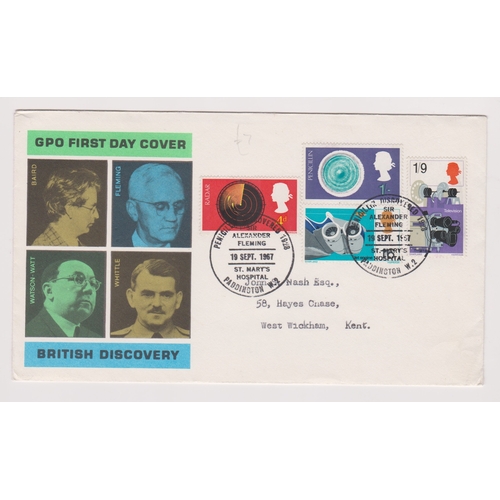 1063 - Great Britain 1967 (19 Sept) British Discovery set on FDC with Penicillin / Alexander Fleming W2 H/S