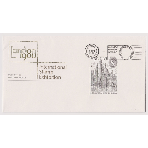 1128 - Great Britain 1980 (9 Apr) London 1980 50p on 1980 Exhibition PO FDC with Collect British Stamps Slo... 