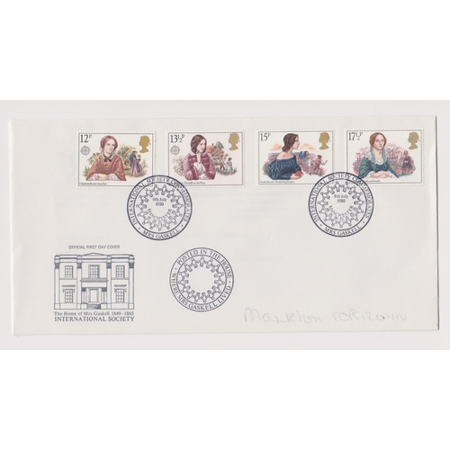 1129 - Great Britain 1980 (9 July) Famous People set on International Society, Mrs Gaskell Official FDC wit... 