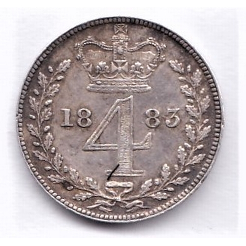 379 - Great Britain 1883 Victoria Maundy Fourpence, young head