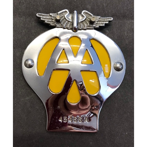 18a - 1945-1957 AA Car Badge No. 45466A, as new, property of AA, top fittings