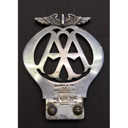 18b - Motorcycle vintage AA chrome badge, 1925-52, 