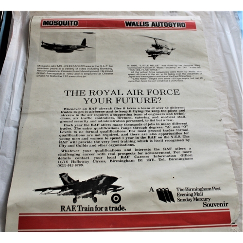 187 - Aviation History 'The Birmingham Post/Evening Mail' Sunday Mercury souvenir 4 page 390mm x 500mm Air... 