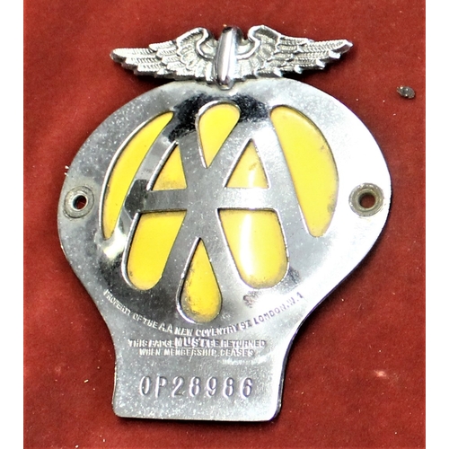 2 - 1964 AA Car Badge membership badge (returnable) No OP28986 very good condition