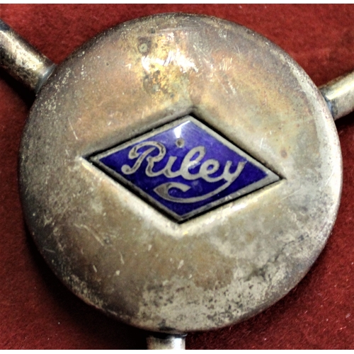 21 - Riley Motors 1930s Silver Plated Car Wheel central device, blue enamel centre badge.