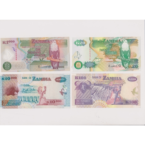 239 - Zambia banknotes, AUNC range of 4 K100 AUNC (4)