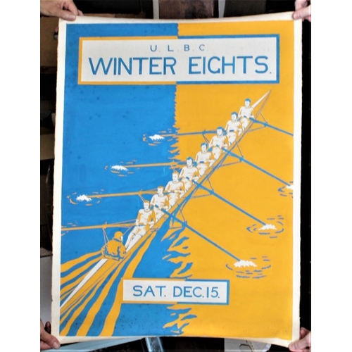 325 - Queen Mary University of London Boat Club (ULBC) 1933/34 original Winter Eights Poster in yellow and... 