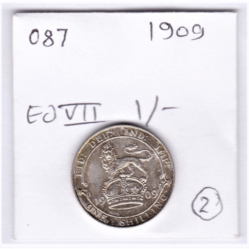 366 - Great Britain 1909 Edward VII Shilling, AUNC, peripheral toning