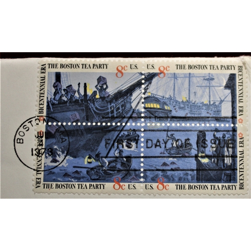 399 - USA 1973 Bicentennial Commemorative Medal FDC cancelled 4/7/1973, Boston on SG 1501-1504 Boston Tea ... 