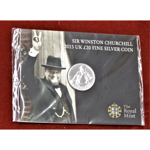 412 - Great Britain 2015 £20 silver coin for the 50th Anniversary of Winston Churchill Limited Mintage of ... 