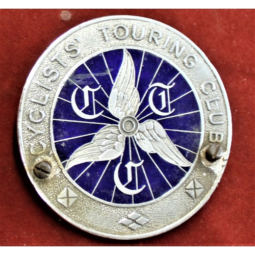 8 - Cyclist's Touring Club - vintage blue enamel centre with white-metal. Scarce badge