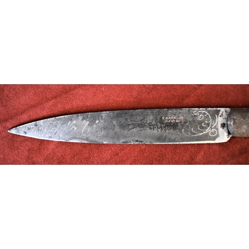 26 - 19th century Corsican Vendetta knife the 25.5 cm folding blade etched with foliage and inscriptions:... 