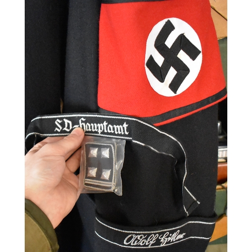 70 - German WWII Replica SS Greatcoat at the rank of Senior assault unit leader (Obersturmbannführer), wi... 