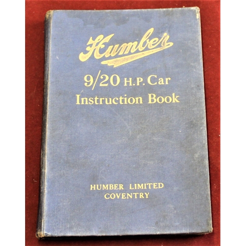 12 - 1925 Humber 9/20 H.P.Car Instruction Book, Published: Humber Limited Coventry in remarkably good con... 