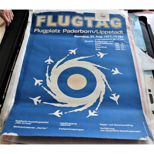 182 - Aviation History 1977 German airshow poster for Paderborn/Lippstadt airshow 20/8/1977 edge fault cau... 