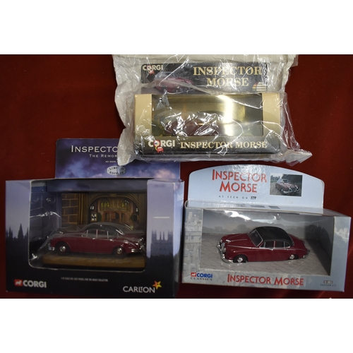 227 - Inspector Morse Corgi Cars (3) Jaguar MKII. Three different types including 01803, 01806 and 96682.