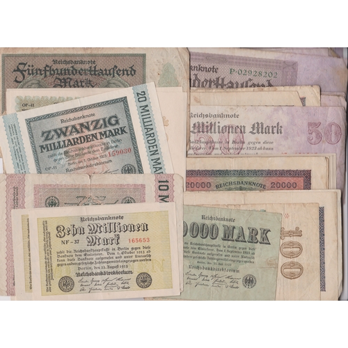 260 - Germany banknotes, 1923 batch, unchecked mostly VF (50 approx.) some duplication