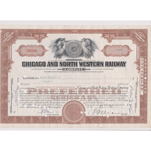 267 - Bonds/share 1947 Chicago and Western Railway Company Share (Preferred) Certificate. Allegorical vign... 