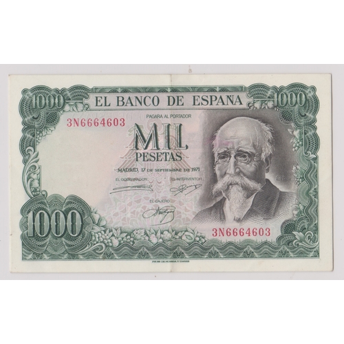 274 - Spain banknote, 1971 1000 pesetas, P154 5 consecutive no's, AUNC