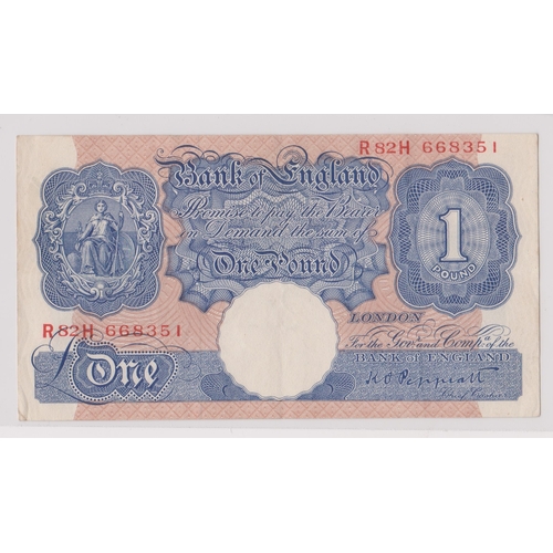 286 - Bank of England, banknote, 1940 £1 blue, Peppiatt, prefix R82H, EF