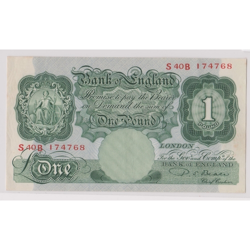 287 - Bank of England, banknote, 1950 £1 PS Beale, Prefix S40B, AUNC