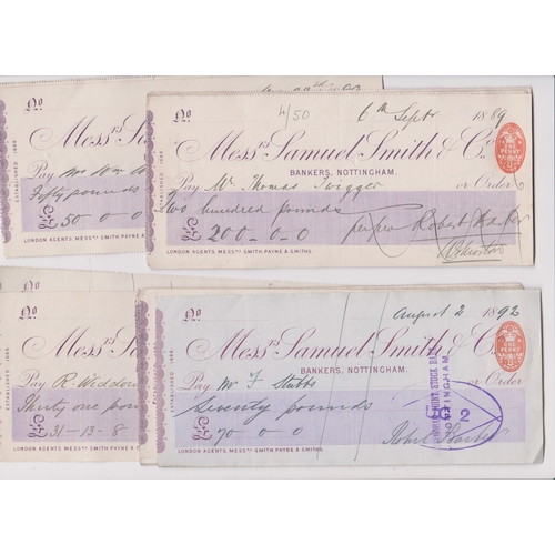 291 - Cheques, Messrs Samuel Smith & Co 1889-1892 batch of used cheques, Nottingham, very good condition. ... 