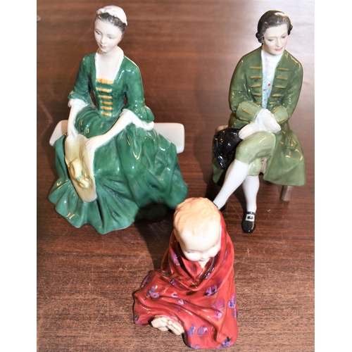 302 - Royal Doulton figurines ''A Lady'' & ''A Gentleman From Williamsburg'', model numbers HN 2227 & HN 2... 