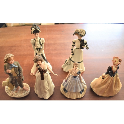 303 - Wedgewood and Coalport figurines including 'Amelia & Caroline from the Hyde Park Collection, 'Urchin... 