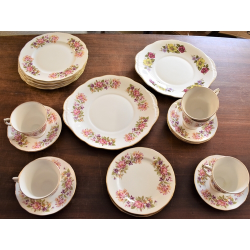 309 - Colclough Art Deco hand painted tea set, with a Honeysuckle floral design and gold trim, no complete... 