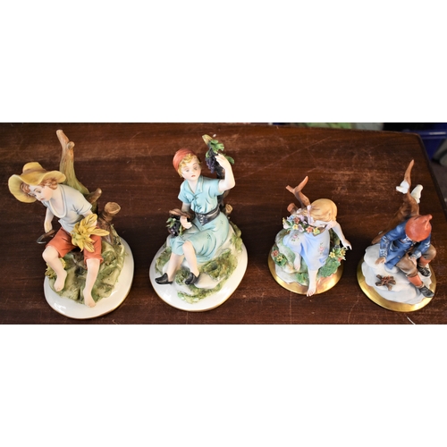 311 - Capodimonte Figurines (4) two by Adas Mary, two by FPA and one G. Cortese. Girl with Grapes, Girl wi... 