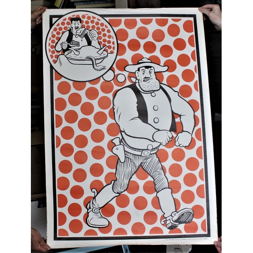 328 - Desperate Dan large posted with a red polka dot design produced by Terry Webster, printed by Big O P... 