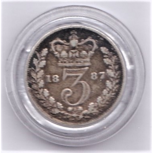 395 - Great Britain 1887 3d Maundy Younge Head, VF