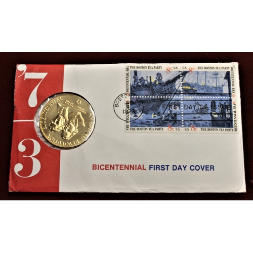 399 - USA 1973 Bicentennial Commemorative Medal FDC cancelled 4/7/1973, Boston on SG 1501-1504 Boston Tea ... 