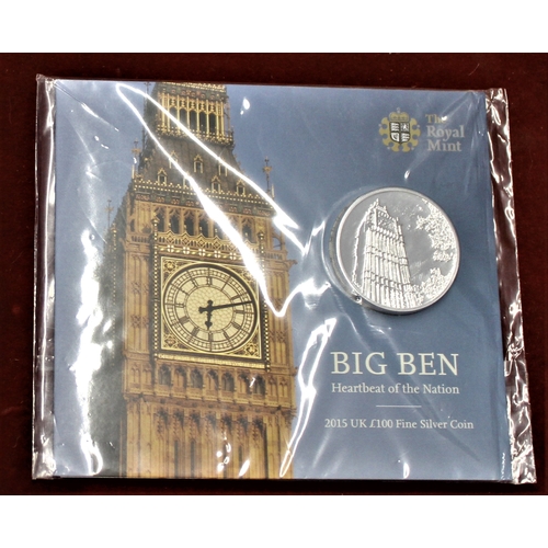 410 - Great Britain 2015 Big Ben £100 Silver coin to commemorate the start of the restoration of the tower... 